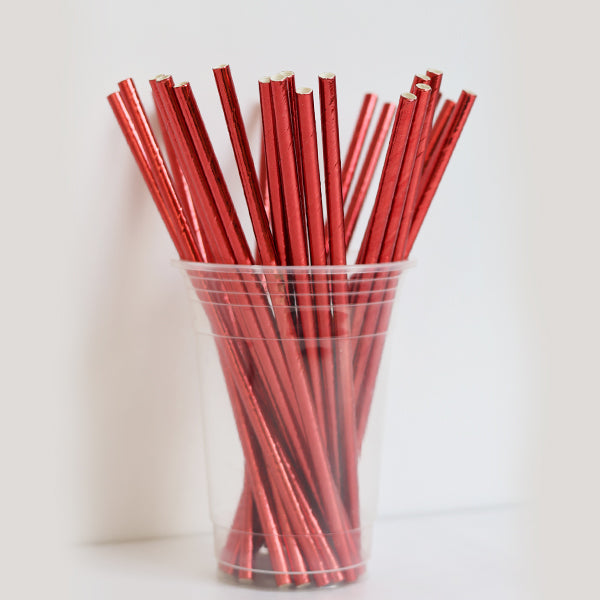 Metallic Red Paper Straws
