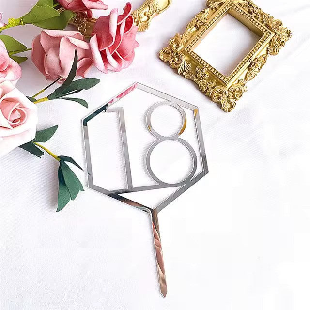 Silver Acrylic 18 Cake Topper