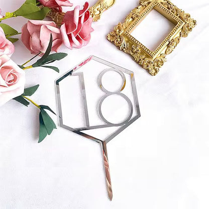 Silver Acrylic 18 Cake Topper