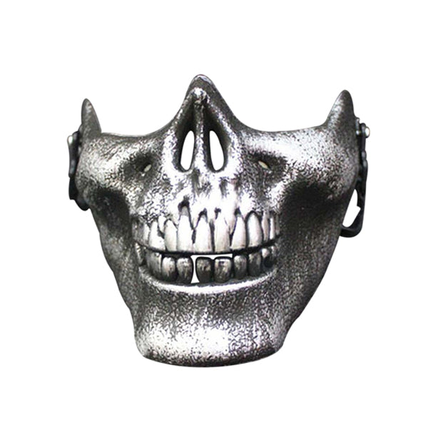 Silver Skeletal Half-Face Demon Mask