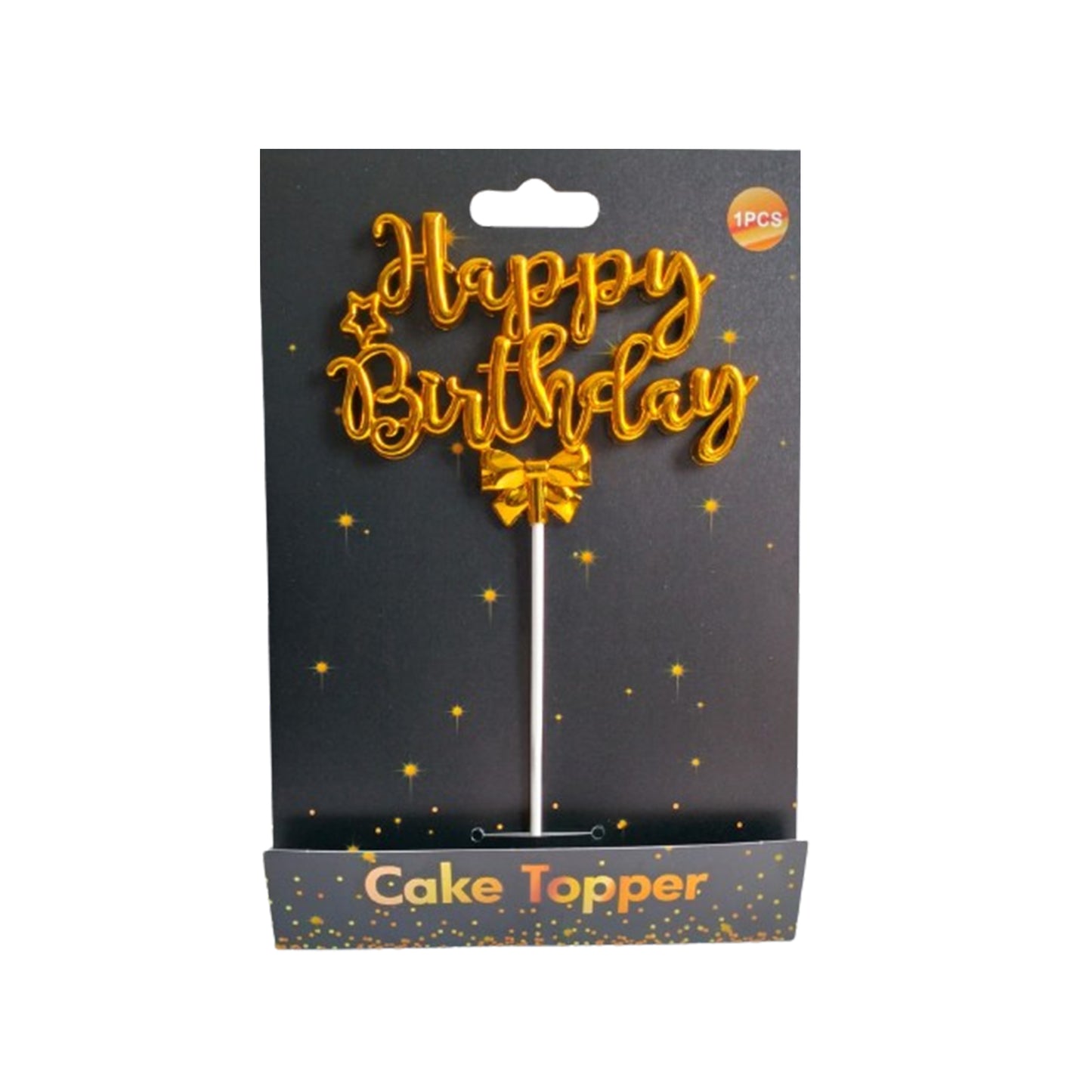 Happy Birthday Cake Topper Gold