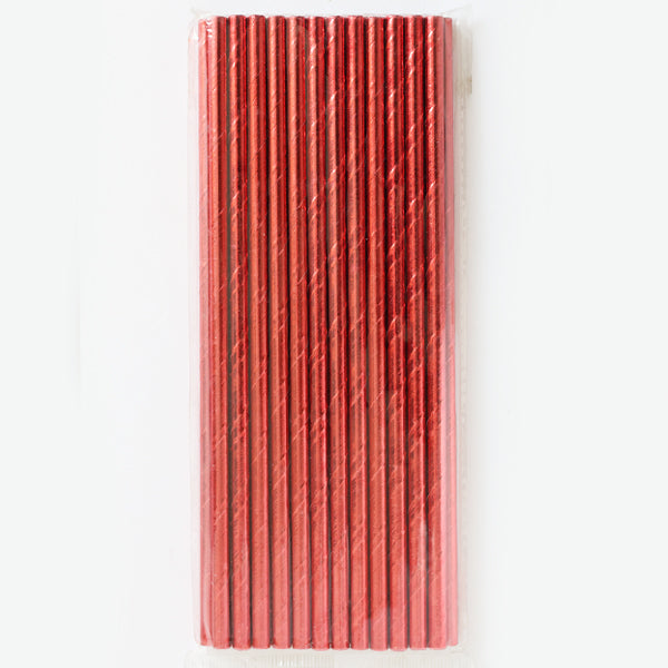 Metallic Red Paper Straws