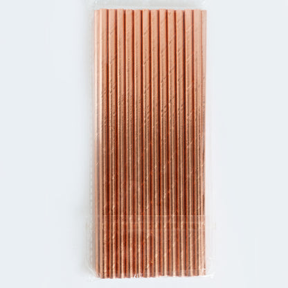 Metallic Rose Gold Paper Straws
