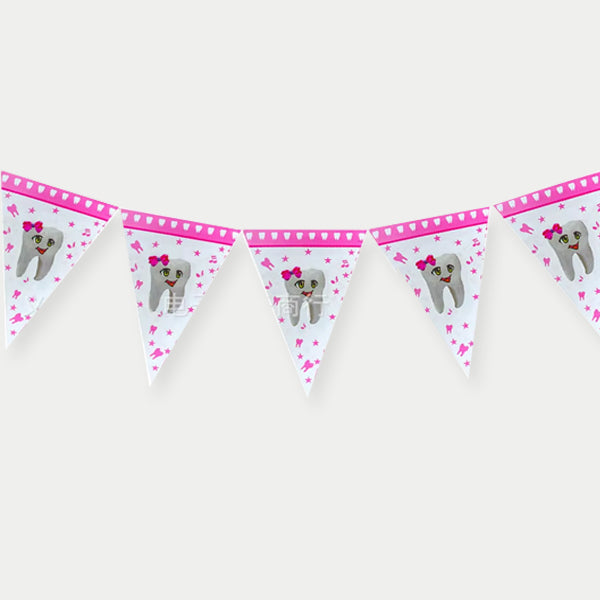 1st Tooth (Pink) Pannant Banner
