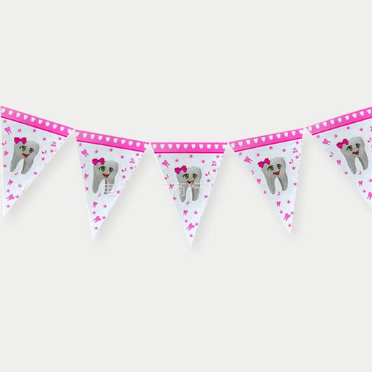 1st Tooth (Pink) Pannant Banner