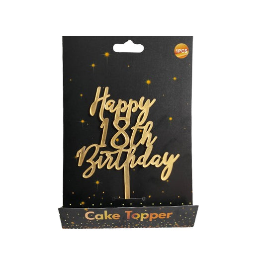 Happy 18th Birthday Cake Topper Gold