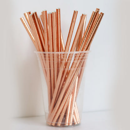Metallic Rose Gold Paper Straws