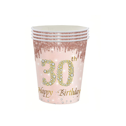 30th Happy Birthday Pink Paper Cups