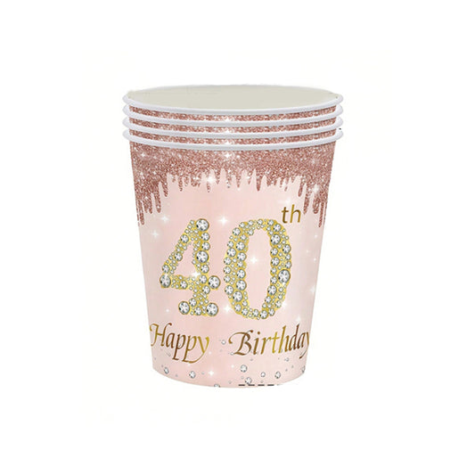 Happy 40th Birthday Pink Paper Cups