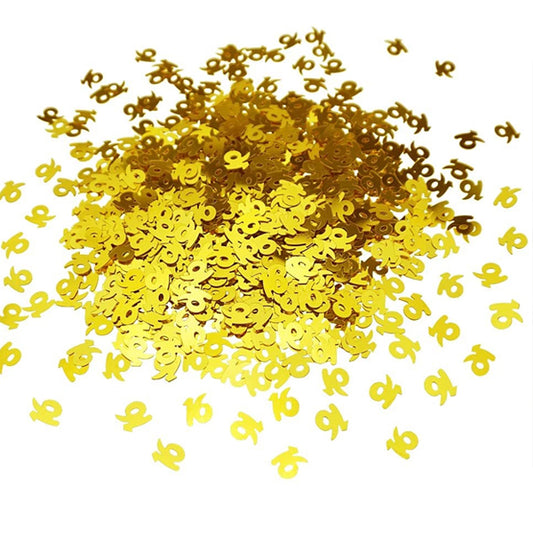 Number 16th Table Confetti Gold