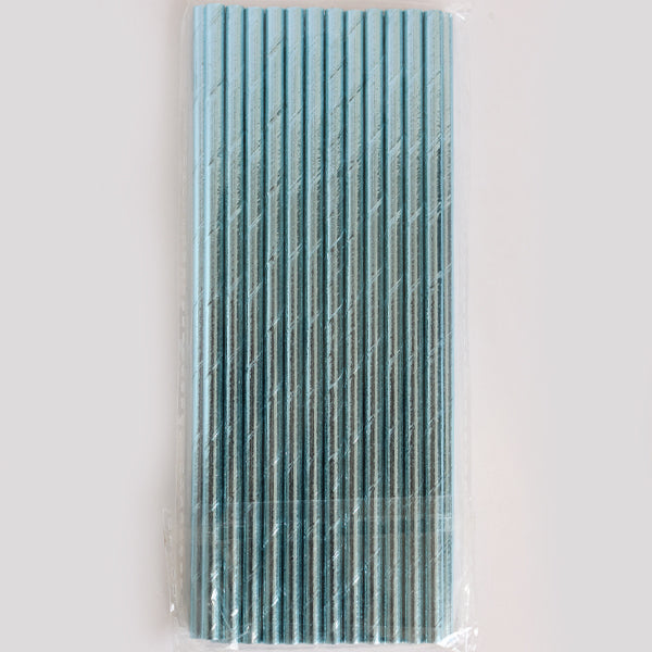 Metallic Light Blue Paper Straws