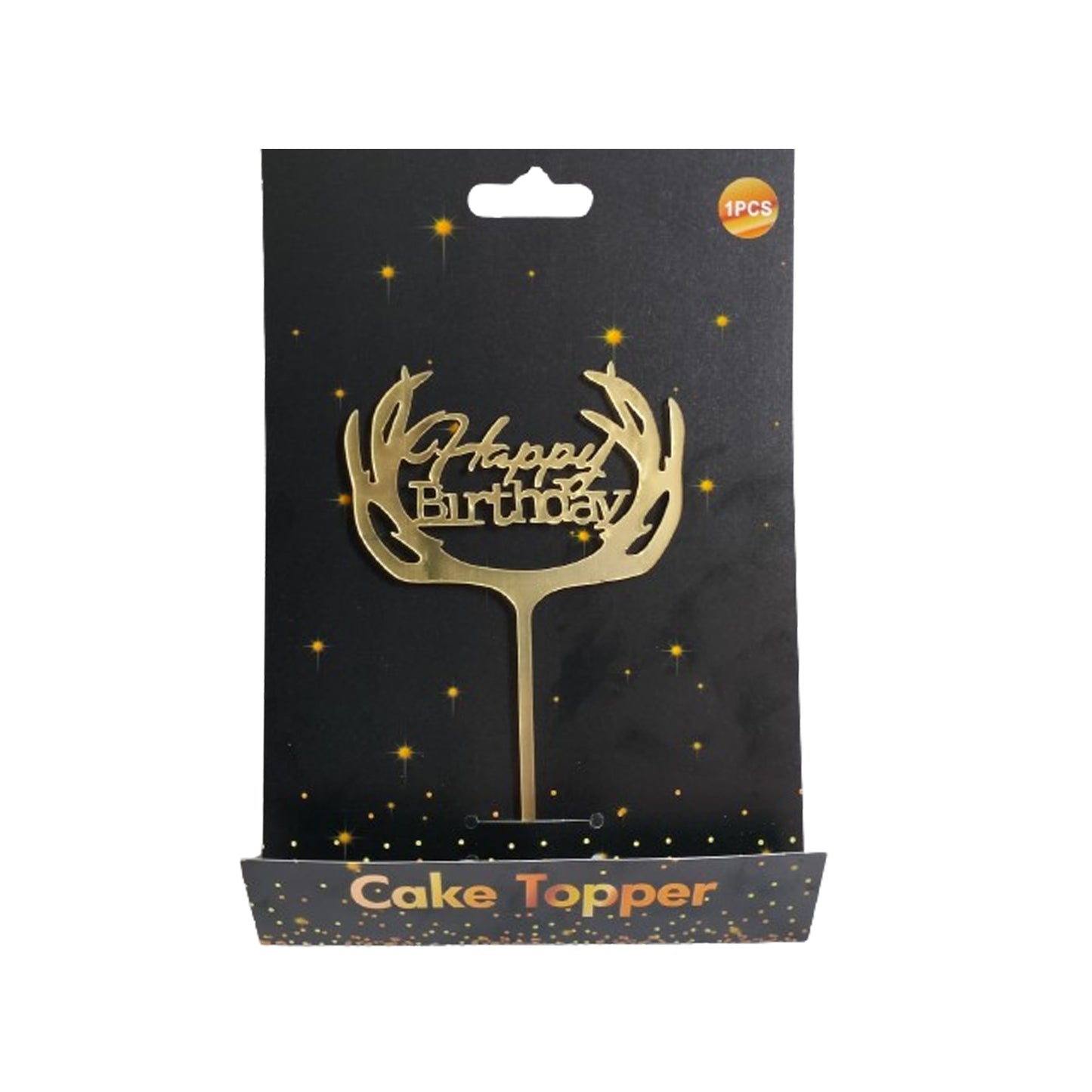 Happy Birthday Cake Topper Gold