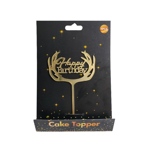 Happy Birthday Cake Topper Gold