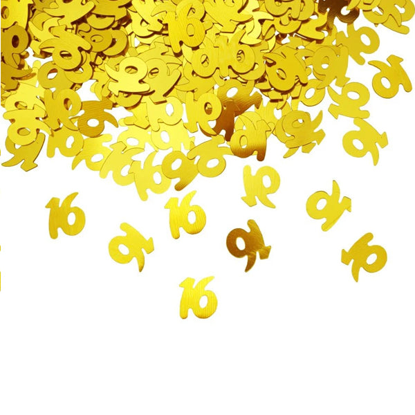 Number 16th Table Confetti Gold