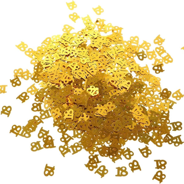Number 18th Table Confetti Gold