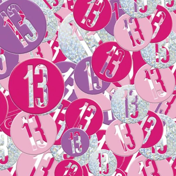 13th Birthday Table Confetti Pink & Silver