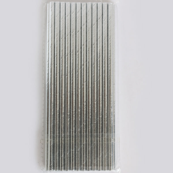 Metallic Silver Paper Straws