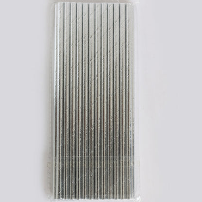 Metallic Silver Paper Straws
