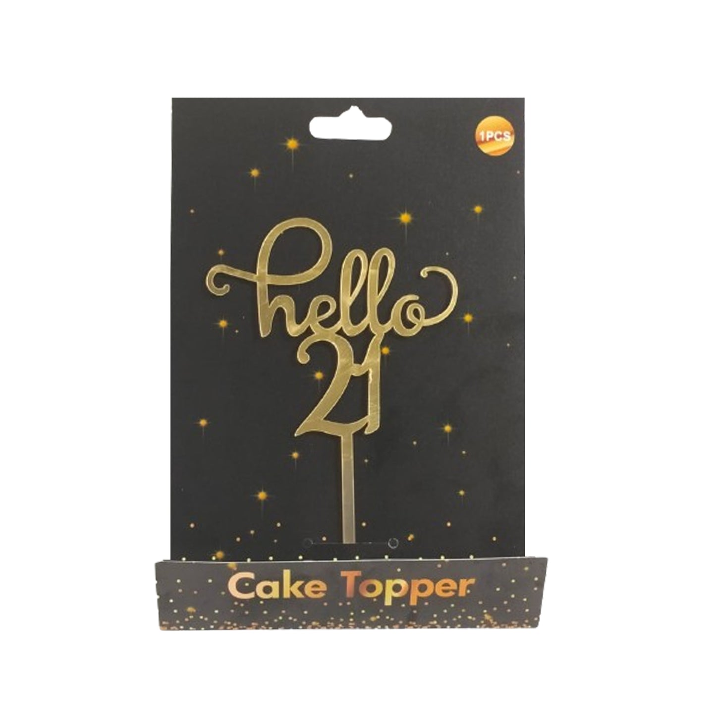 Hello 21 Cake Topper Gold