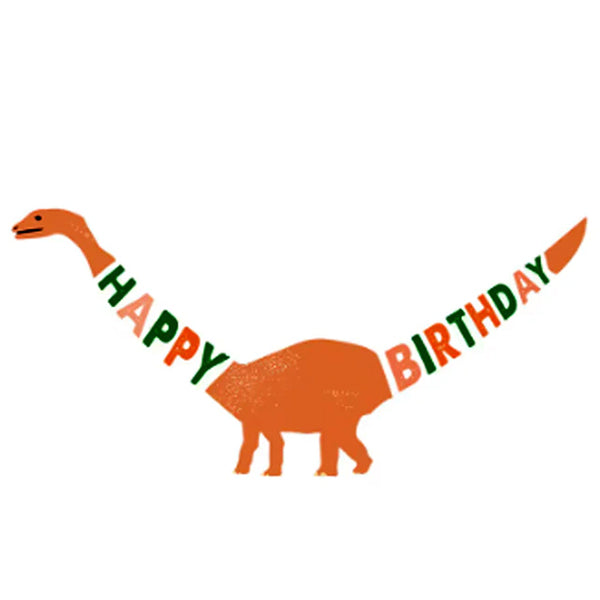 Orange Dinosaur Theme Birthday Banner