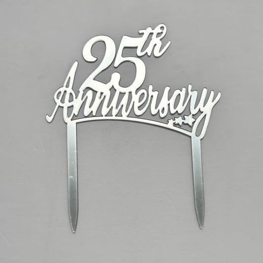 25th Anniversary Cake Topper Silver