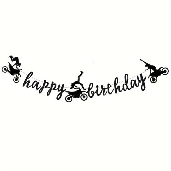 Motocross Happy Birthday Letter Banner