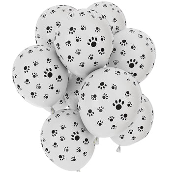 Paw Print White Latex Balloons