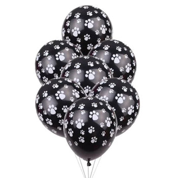Paw Print Black Latex Balloons