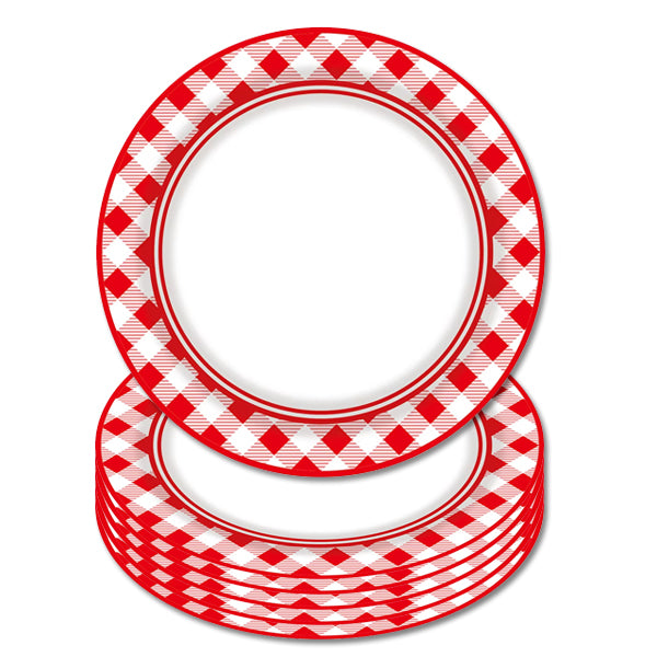 Red Checkered Party Theme Paper Plates