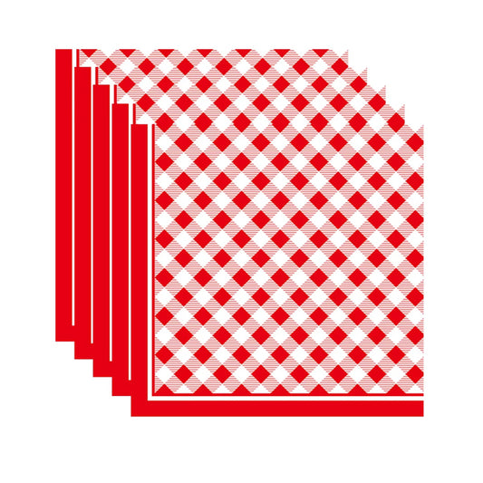 Red Checkered Party Theme Paper Napkins