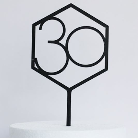 Black Acrylic 30 Cake Topper