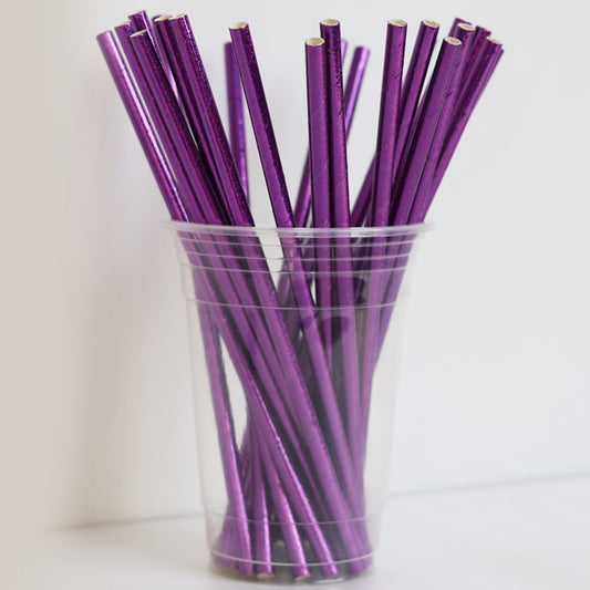 Metallic Purple Paper Straws