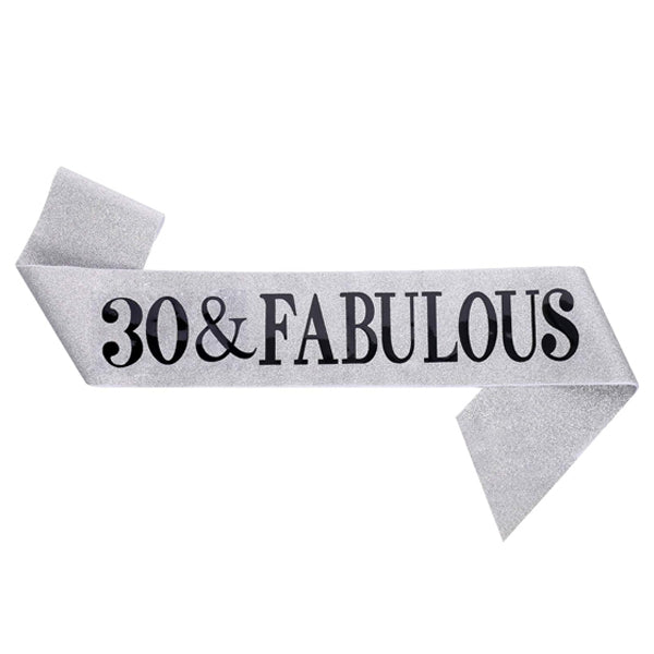 30 & Fabulous Silver Glitter Sash