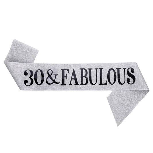 30 & Fabulous Silver Glitter Sash
