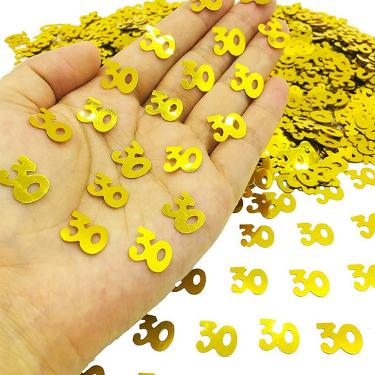 Number 30th Table Confetti Gold