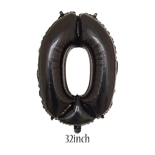 32 inch Black Number 0 Foil Balloon