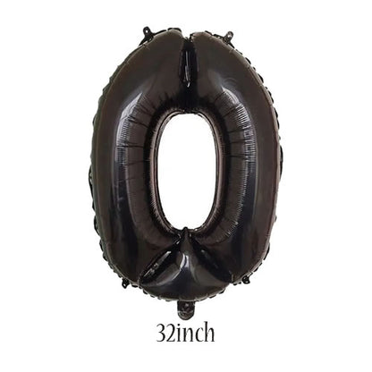 32 inch Black Number 0 Foil Balloon