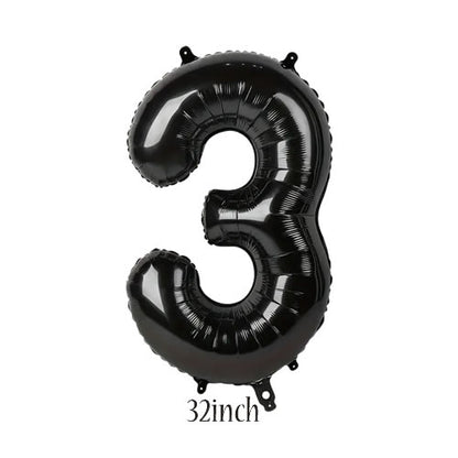 32 inch black number 3 foil balloon