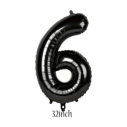 32 inch black number 6 foil balloon