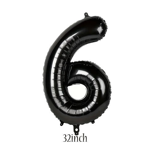 32 inch black number 6 foil balloon