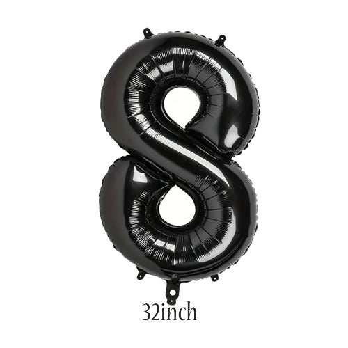 32 inch black number 8 foil balloon