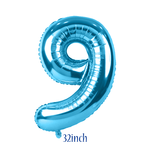32 inch Light Blue Number 9 Foil Balloon