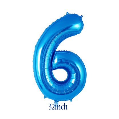 32 inch Blue Number 6 Foil Balloon