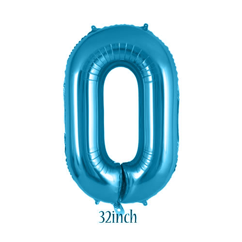 32 inch Light Blue Number 0 Foil Balloon