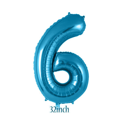 32 inch Light Blue Number 6 Foil Balloon