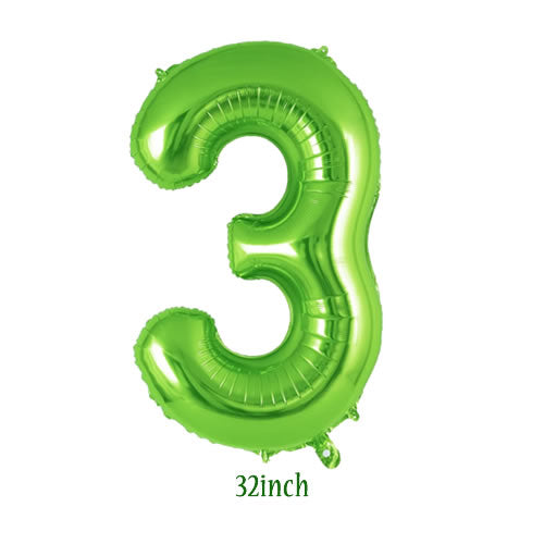 32 inch light green number 3 foil balloon