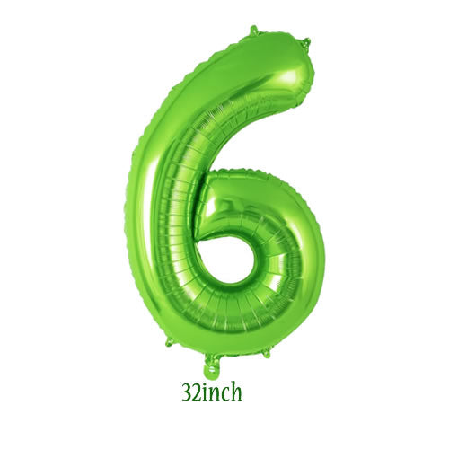 32 inch light green number 6 foil balloon