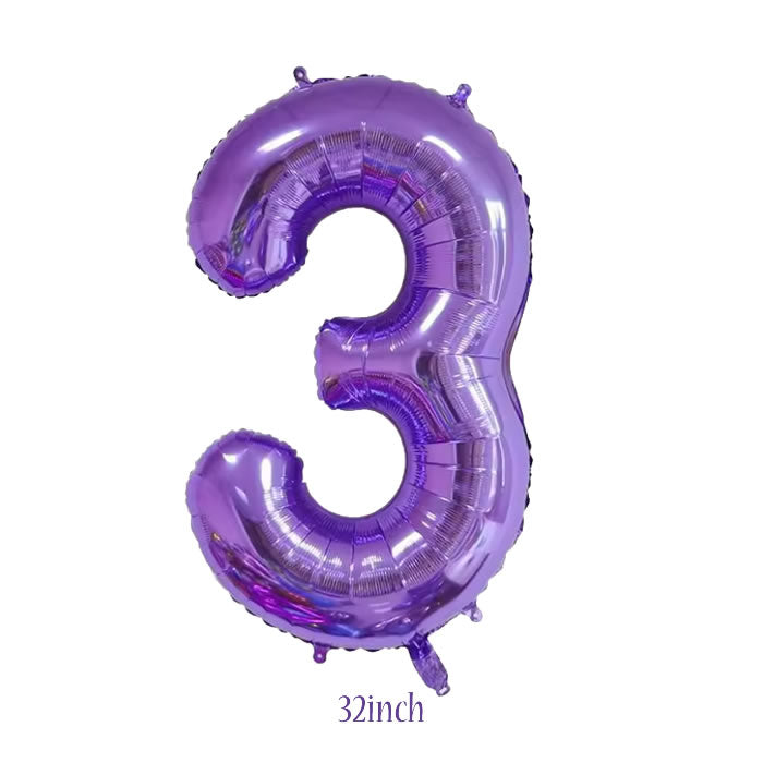32 inch Purple Number 3 Foil Balloon