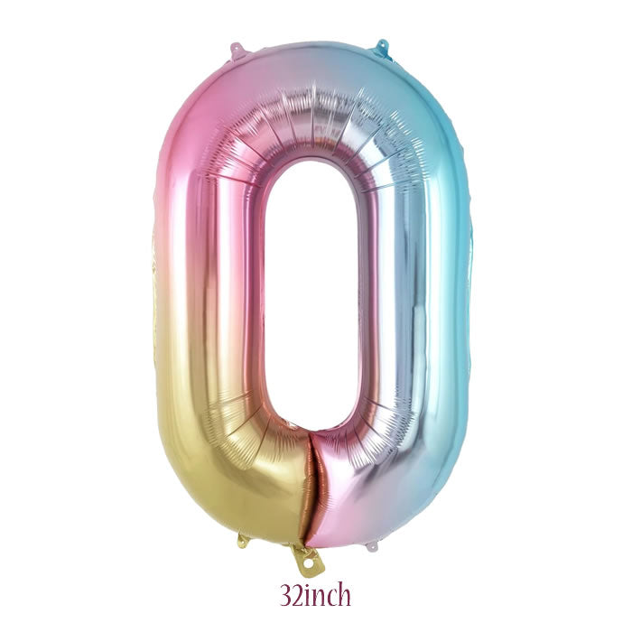 32 inch rainbow number 0 foil balloon