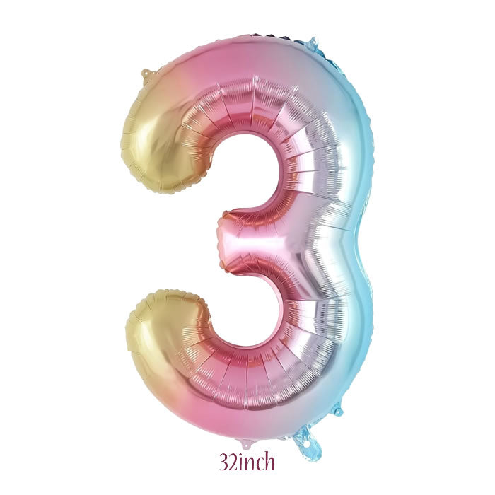 32 inch rainbow number 3 foil balloon